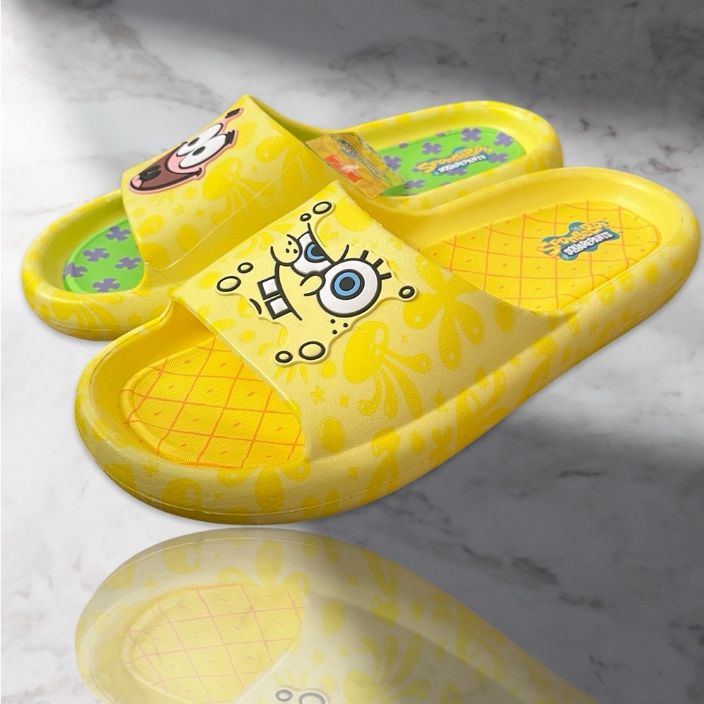 SpongeBob and Patrick Men's Comfort Slide Sandals Size 12 - Picture 2 of 5